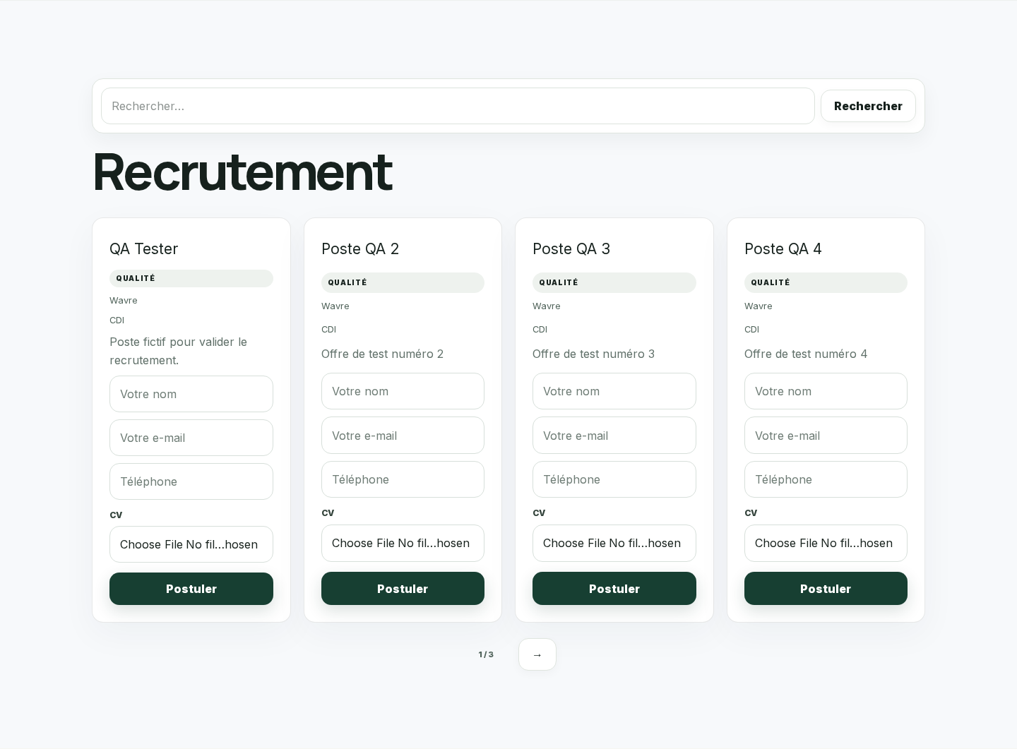 Aperçu du module Recrutement dans Foliom