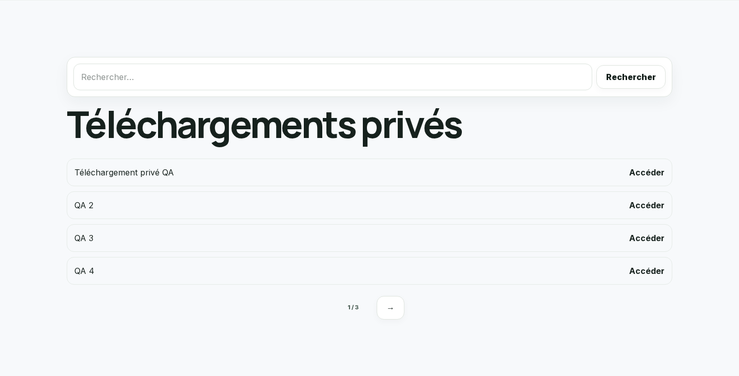Aperçu du module Téléchargements privés dans Foliom